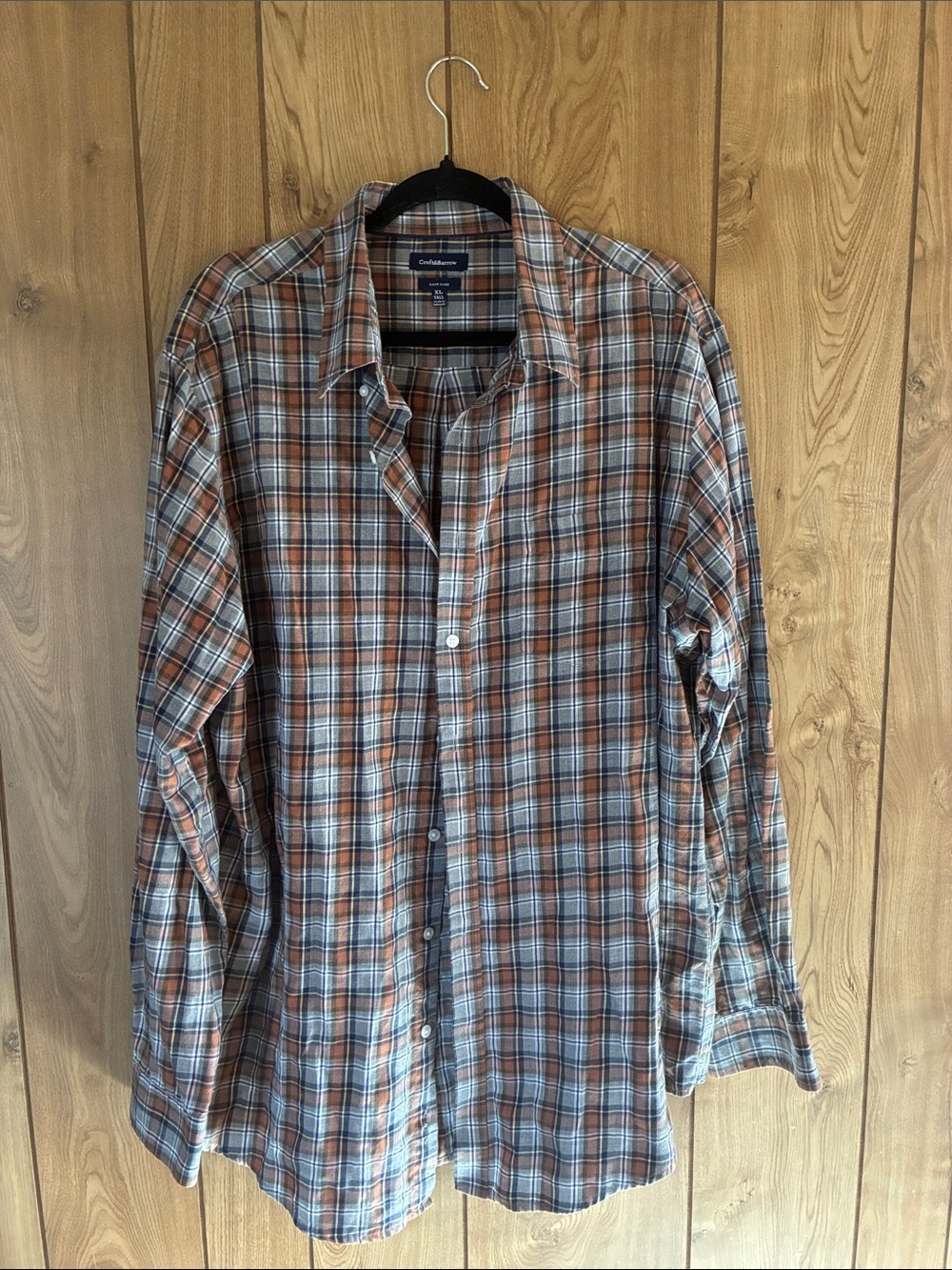croft & barrow Orange and Gray Plaid Button-Down Shirt
